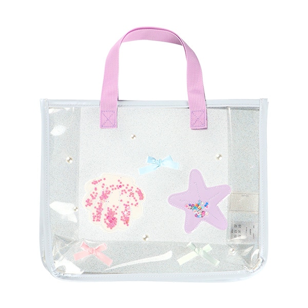 スパンコール入りクリアビーチバッグ（シェル）