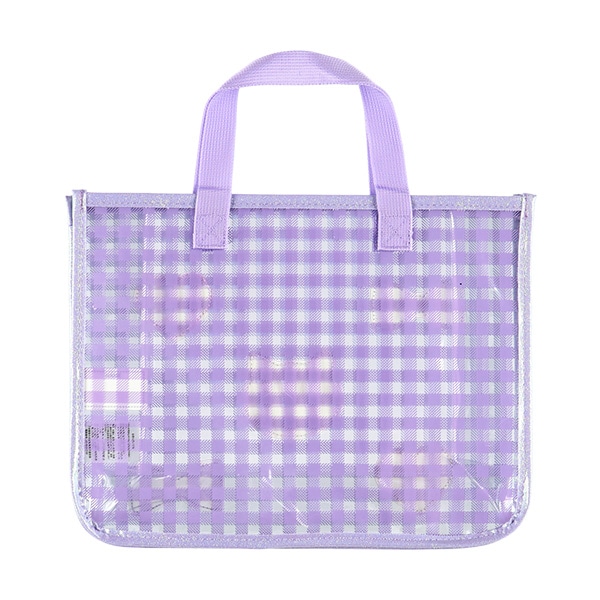 スパンコール入りクリアビーチバッグ（ねこリボンハート）