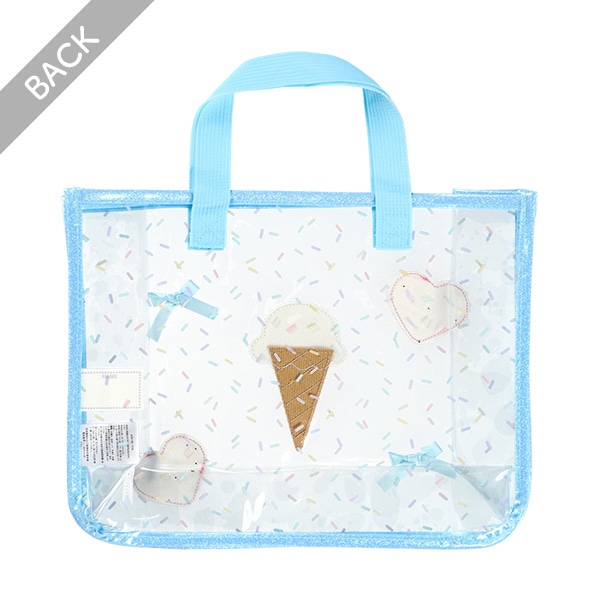 スパンコール入りクリアビーチバッグ（アイスハート）