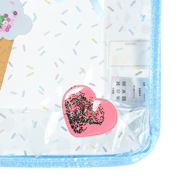 スパンコール入りクリアビーチバッグ（アイスハート）