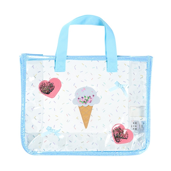 スパンコール入りクリアビーチバッグ（アイスハート）