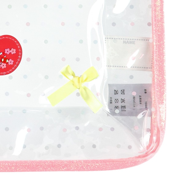 スパンコール入りクリアビーチバッグ（ハートチェリー）