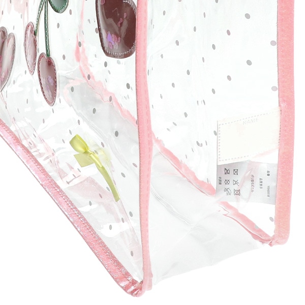 スパンコール入りクリアビーチバッグ（ハートチェリー）