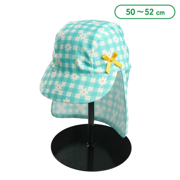 日よけ付きアクアキャップ（チェック・花）