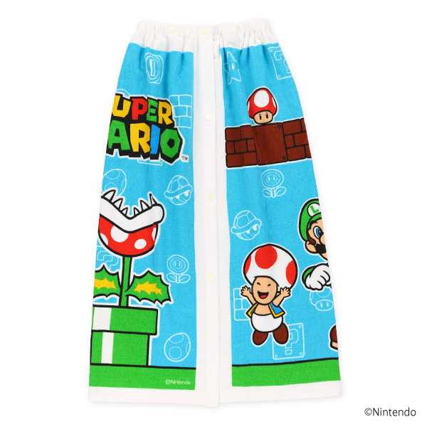 バンダイ）80cm丈巻きタオル（スーパーマリオ・パネル柄）