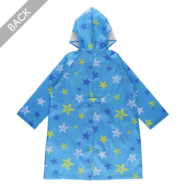 レインコートプリント（星柄・ブルー） | ベビー服・子供服 