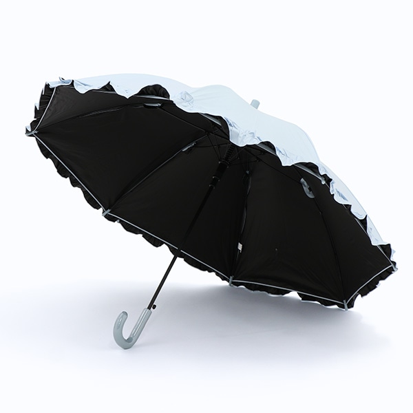 晴雨兼用フリル付きジャンプ傘 50cm（ブルー）