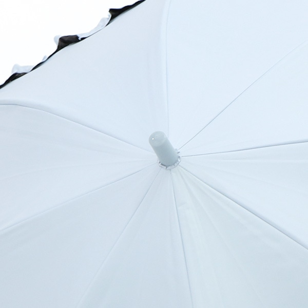 晴雨兼用フリル付きジャンプ傘 50cm（ブルー）