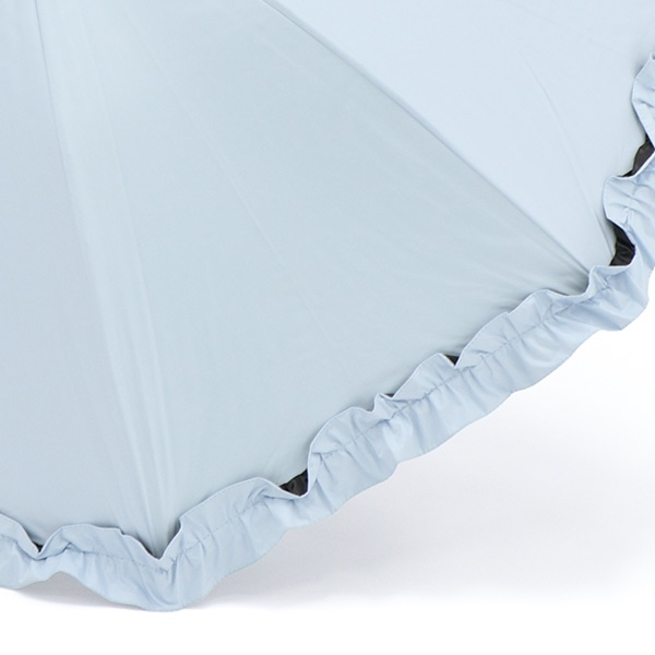 晴雨兼用フリル付きジャンプ傘 50cm（ブルー）