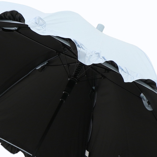 晴雨兼用フリル付きジャンプ傘 50cm（ブルー）