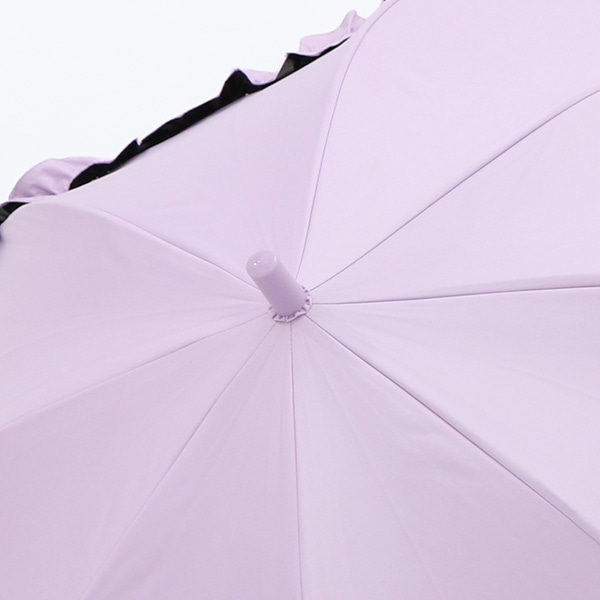 晴雨兼用フリル付きジャンプ傘 50cm（パープル）