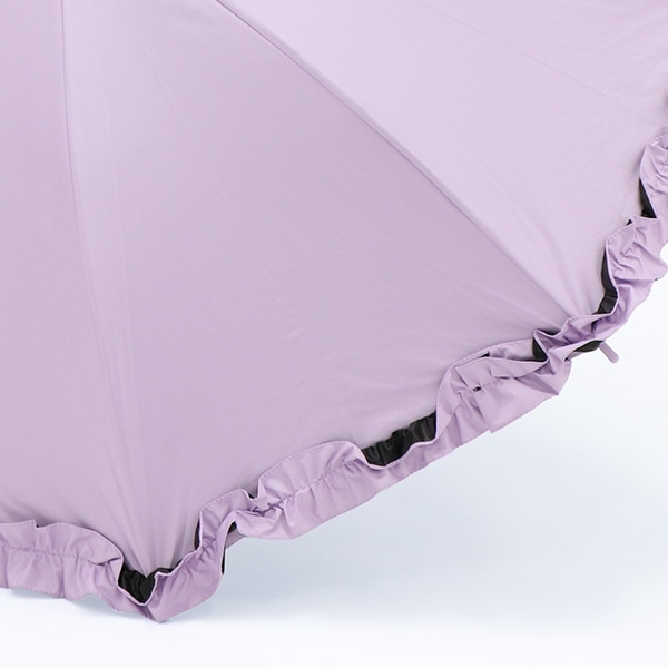 晴雨兼用フリル付きジャンプ傘 50cm（パープル）