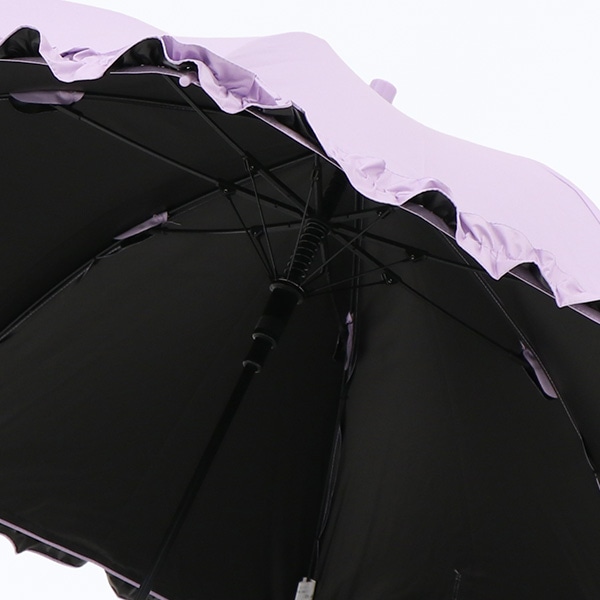晴雨兼用フリル付きジャンプ傘 50cm（パープル）