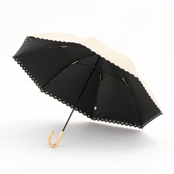 晴雨兼用手開き傘 50cm（ヒートカット・ベージュ）