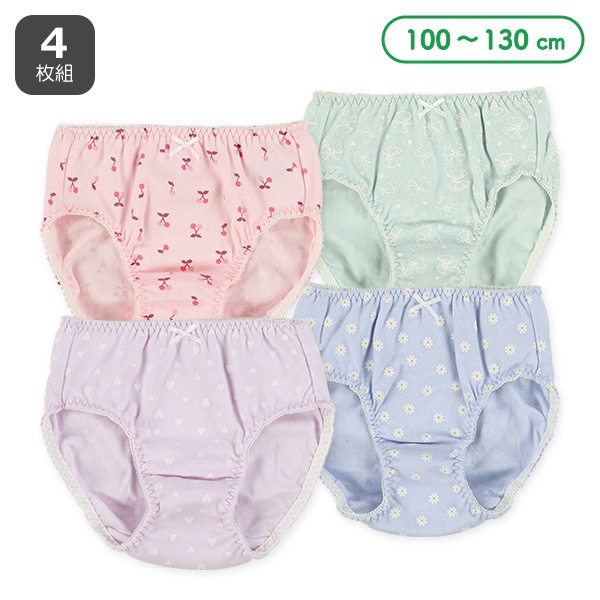 4枚組ショーツ（リボン・チェリー・小花・ハート）