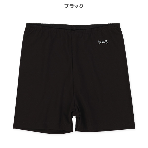 2枚組1分丈オーバーパンツ（リボン・ラインストーン）