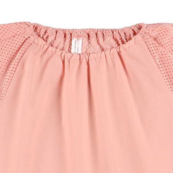背面メッシュフレンチ袖スモック（ピンク）