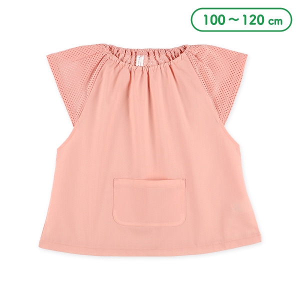 背面メッシュフレンチ袖スモック（ピンク）