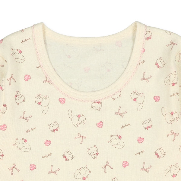 HOTWRAP）2枚組長袖シャツ肌着（ねこ・ハート）