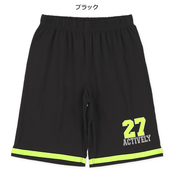 裾ラインナンバープリントハーフパンツ
