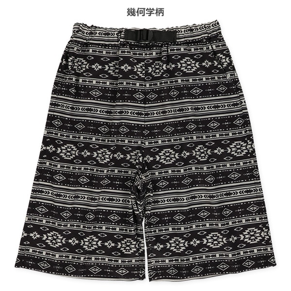 ブリスター幾何学柄・ボタニカル柄ハーフパンツ