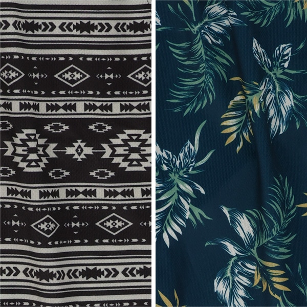 ブリスター幾何学柄・ボタニカル柄ハーフパンツ