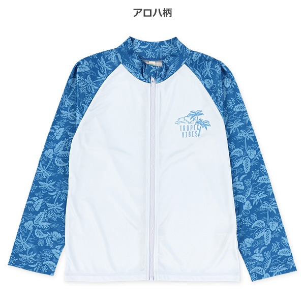 袖アロハ柄ラッシュガード