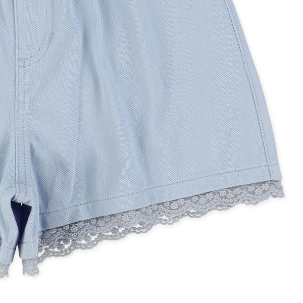 ニットツイル裾レースショートパンツ