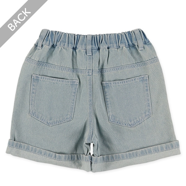 デニム裾ロールアップショートパンツ