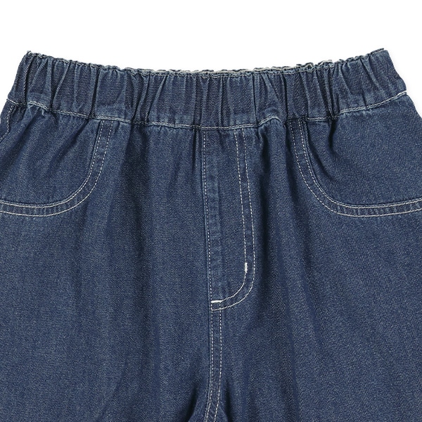 デニム裾フリンジショートパンツ