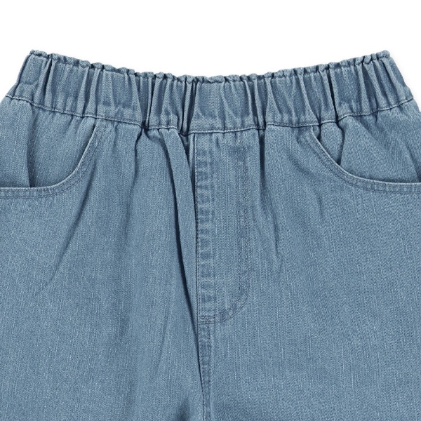 デニムバックフリル裾レース付きショートパンツ