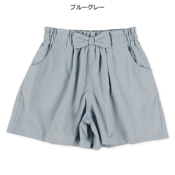 麻レーヨン無地キュロットパンツ