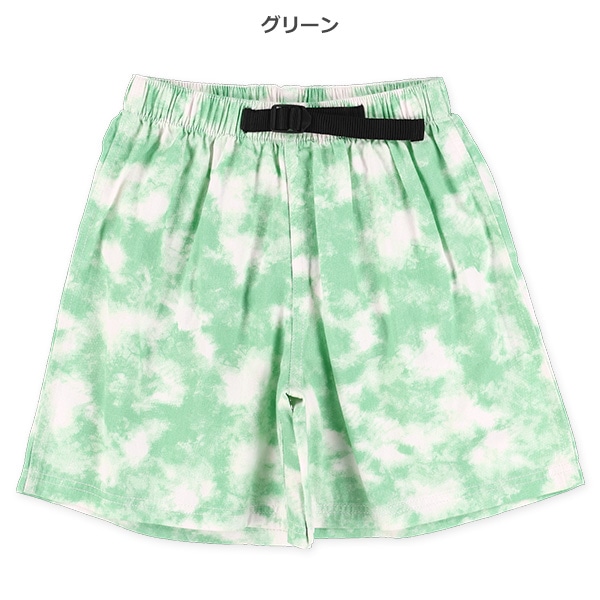 飾りベルト付きタイダイ風キュロットパンツ