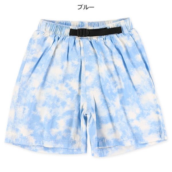 飾りベルト付きタイダイ風キュロットパンツ