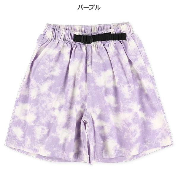 飾りベルト付きタイダイ風キュロットパンツ