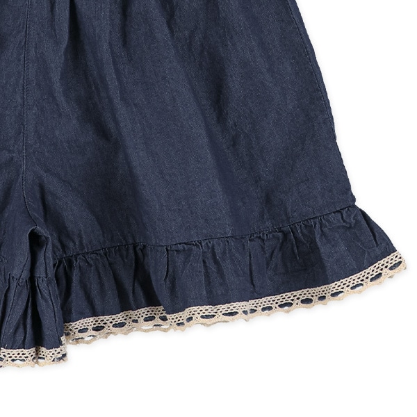 デニム裾レースキュロットパンツ
