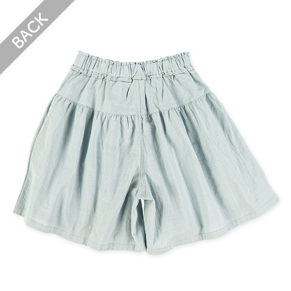 キャンバス飾りリボン無地キュロットパンツ