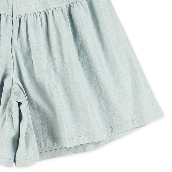 キャンバス飾りリボン無地キュロットパンツ