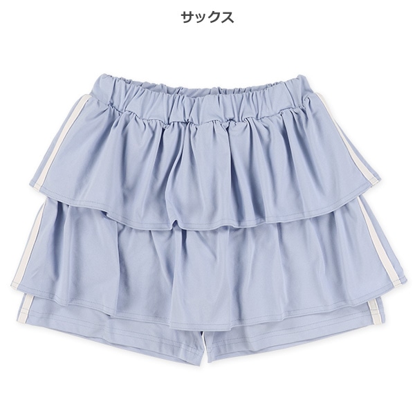 エステルサイド2本ラインフリル付きキュロットパンツ