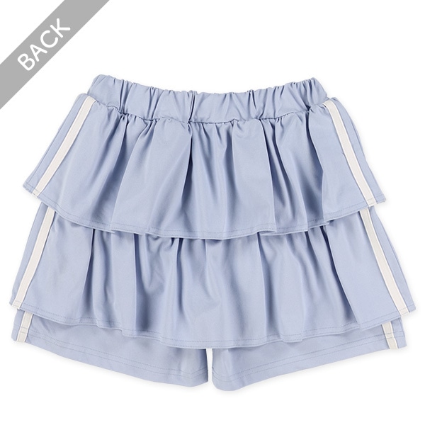 エステルサイド2本ラインフリル付きキュロットパンツ