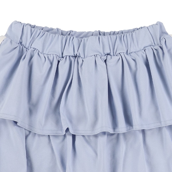 エステルサイド2本ラインフリル付きキュロットパンツ