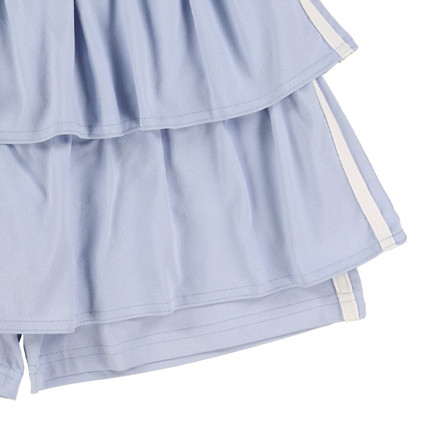 エステルサイド2本ラインフリル付きキュロットパンツ