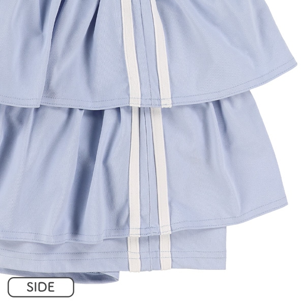 エステルサイド2本ラインフリル付きキュロットパンツ