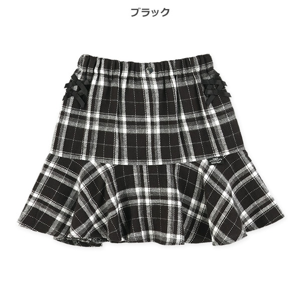 リボン付き先染めチェック柄マーメイドスカート