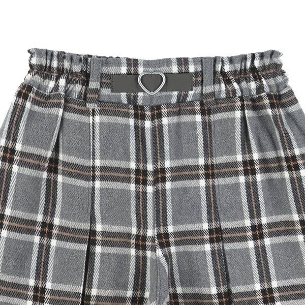 チェック柄タックキュロットパンツ