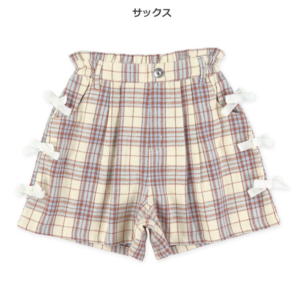 チェック柄サイドリボンキュロットパンツパンツ