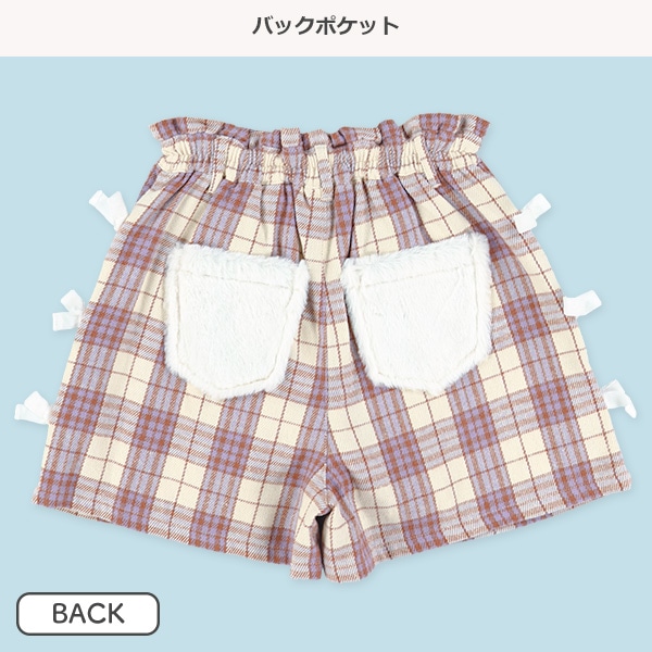 チェック柄サイドリボンキュロットパンツパンツ