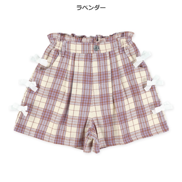 チェック柄サイドリボンキュロットパンツパンツ