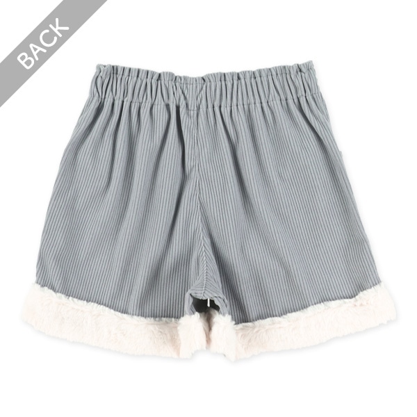 ソフトコール裾フェイクファーキュロットパンツ