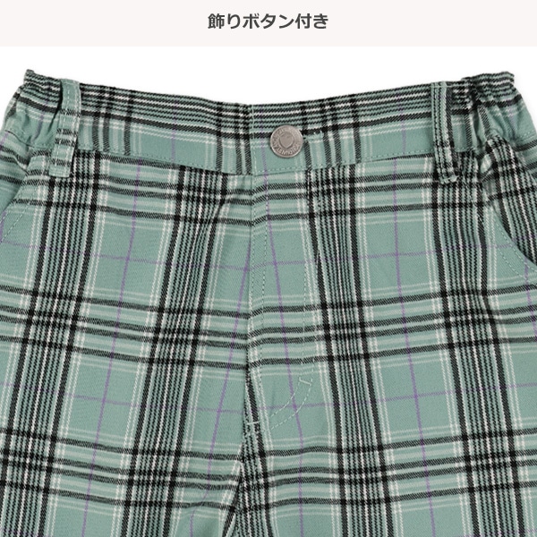 くまチャーム付き裾フリルチェック柄ショートパンツ
